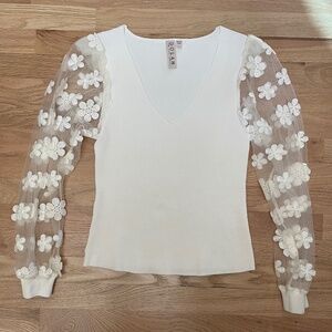 Anthropologie DOLAN Lace Sleeve Top